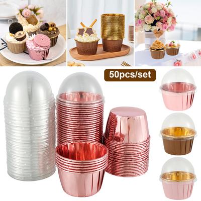 Pirottini per Cupcake in Foglio di Alluminio con Coperchio, Tazzine per Torta Resistenti al Calore, Piattini Rotondi in Foglio di Alluminio per Cottura, Articoli per Cucina, Matrimoni, Feste