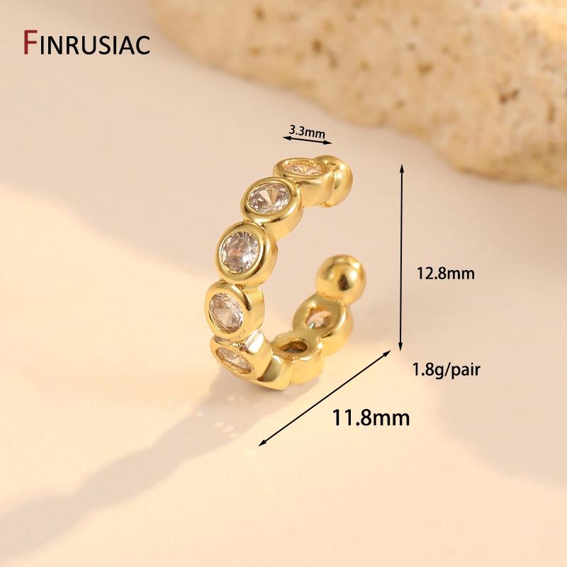 

New Simple 14K Gold Plated Brass Zircon Ear Clips Without Piercing For Women Ear Cuff Clip Earrings Wedding Jewelry Party Gift