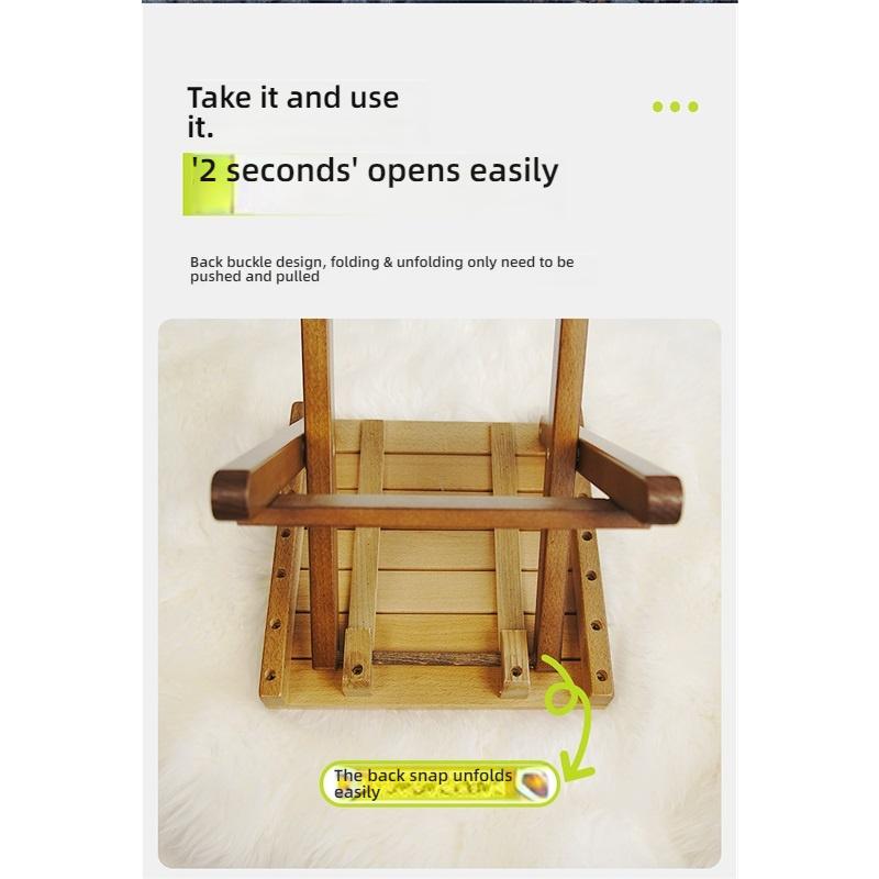 Folding low stool, shoe changing stool, household pony solid wood portable living room bench, sturdy fishing stool at the door