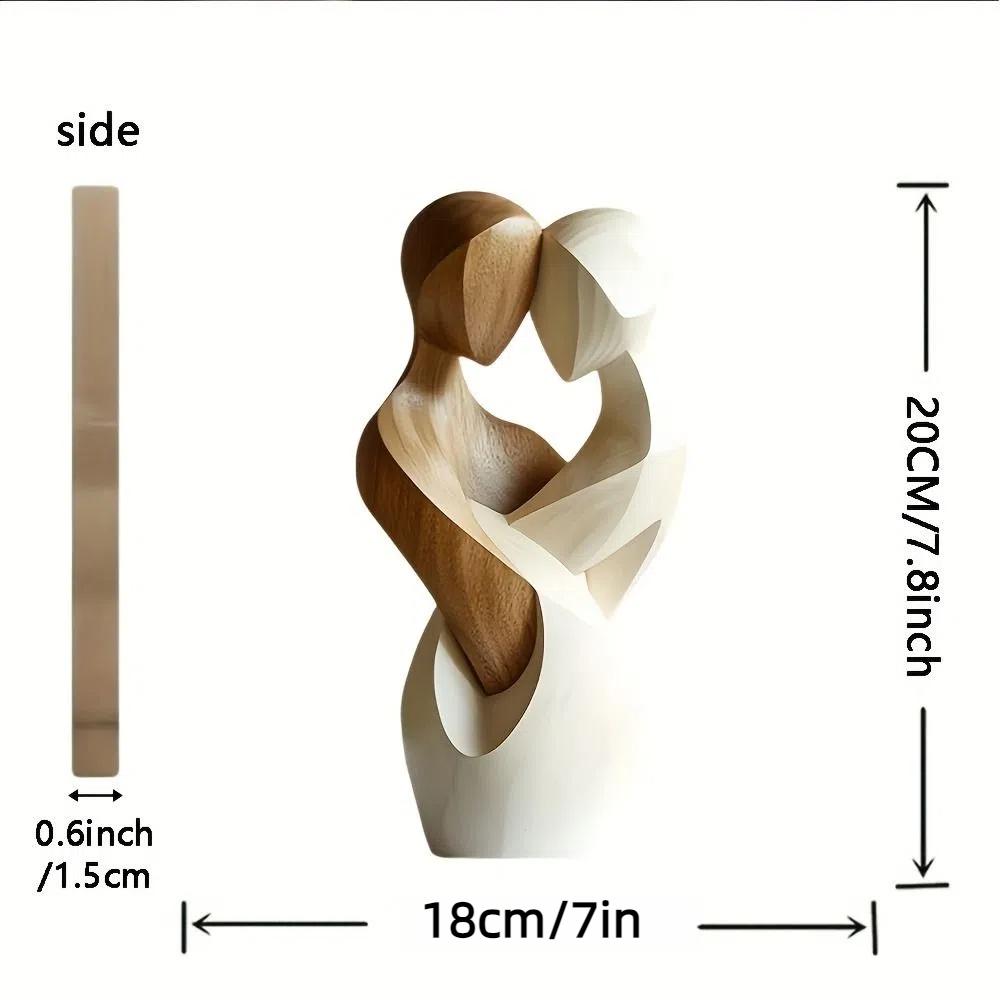 Neue 2D Flache Statue Umarmung Künstliches Holz Paar Statue Moderne Elegante Dekorative Statue Schreibtisch