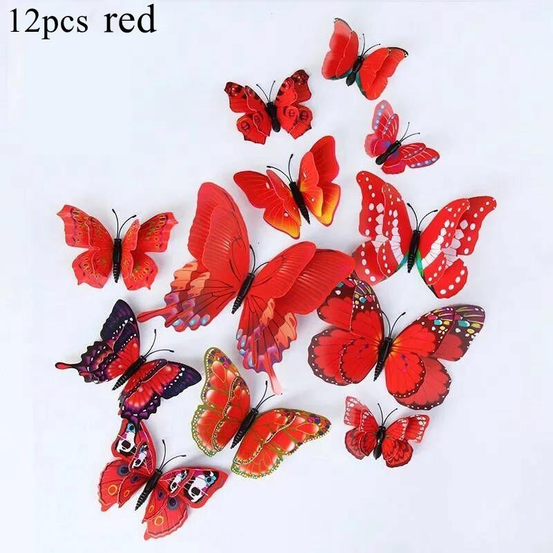 3D Butterfly Wall Stickers Decor Butterflies for Wedding Decoration Magnet Fridge Decals Decoration Sticker Pvc Color Sticker