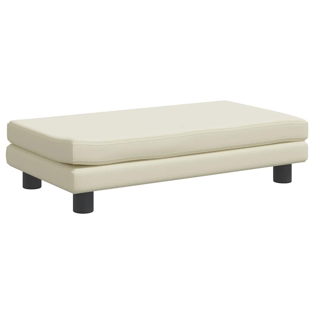 Kids Sofa with Footstool Cream 100 X 50 X 30 Cm Faux Leather