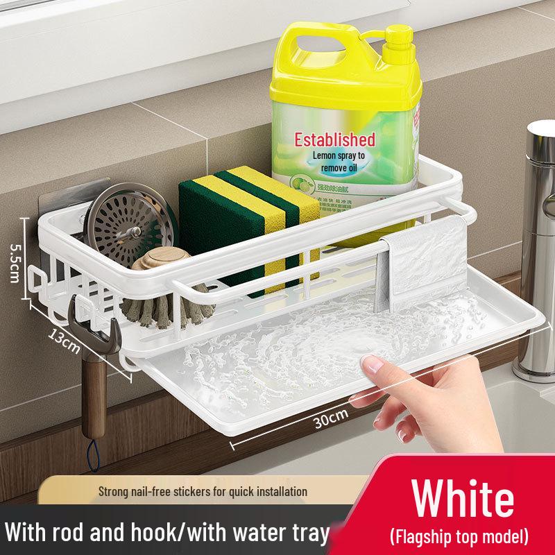 Wall-Mounted Kitchen Towel & Seasoning Rack - Punch-Free, Multifunctional Sink Organizer