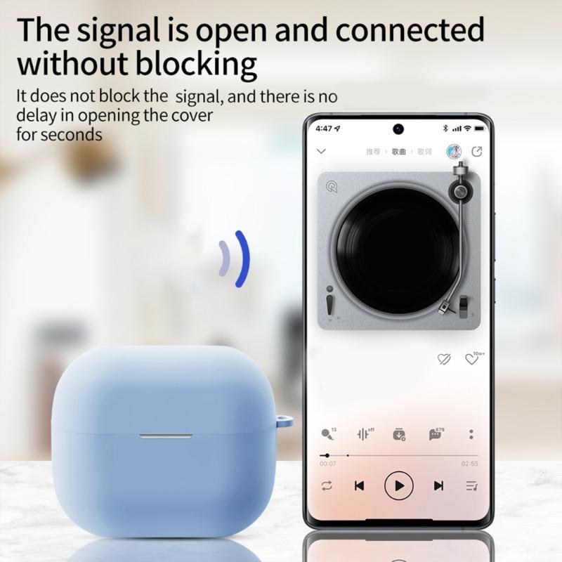 Silicone Cover with Carabiner Protective Wireless Charging Headphone Wireless Earphone Accessories for Buds 3 Men Women