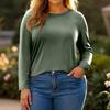 Damen Übergröße Oberteile Langarmshirts Rundhals Fließende Tunika Lässig Lockere Bluse L-5X