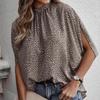 Women's Summer Bat Sleeve Top Leopard Print Strap Elegant Chiffon Shirt Blouses