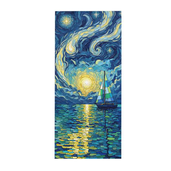 Stained Glass Effect Window Film Geometric Pattern Decorative Static Cling UV Block Heat Control Vintage Rainbow Window Sticker for Living