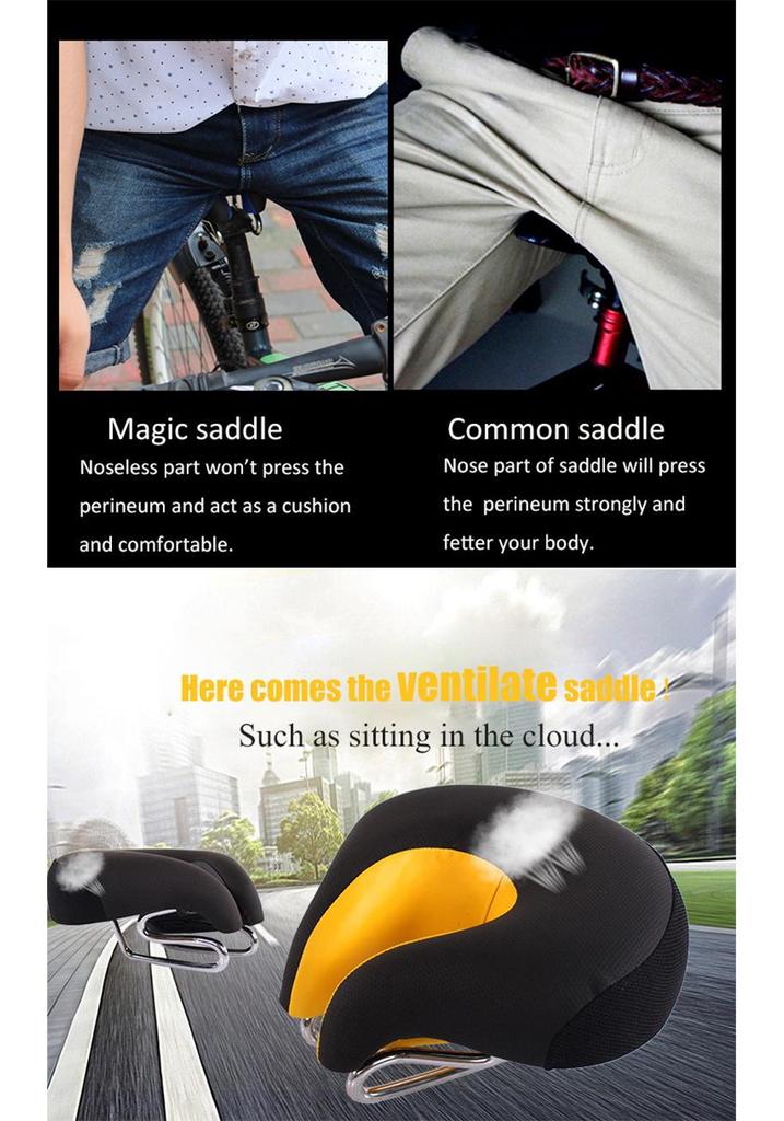 Nuova Sella da Bici Super Morbida Senza Schienale per Mountain Bike - Ispessita, Design Senza Punta, Cuscino Magico Comfort