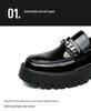 2024 Men's Shiny Patent Leather Loafers with Thick Sole and Height-Boosting Chunky Heel