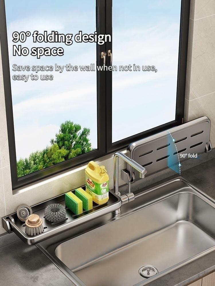 Foldable Kitchen Sponge Holder Sink Drain Rack Soap Drainer Towel Rack Shelf Organizer bathroom Storage Accessories