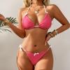 2025 Plaid Bow Bikini: Fresh Women's Two-Piece Tie-Up Swimwear for Spring