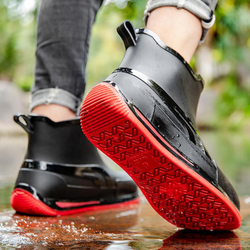 Botas de Lluvia para Adultos Botas de Lluvia de Media Caña para Hombre Zapatos para Agua de Caña Baja Botas de Agua Modernas Antideslizantes Impermeables de PVC con Suela Gruesa Resistentes al Desgaste