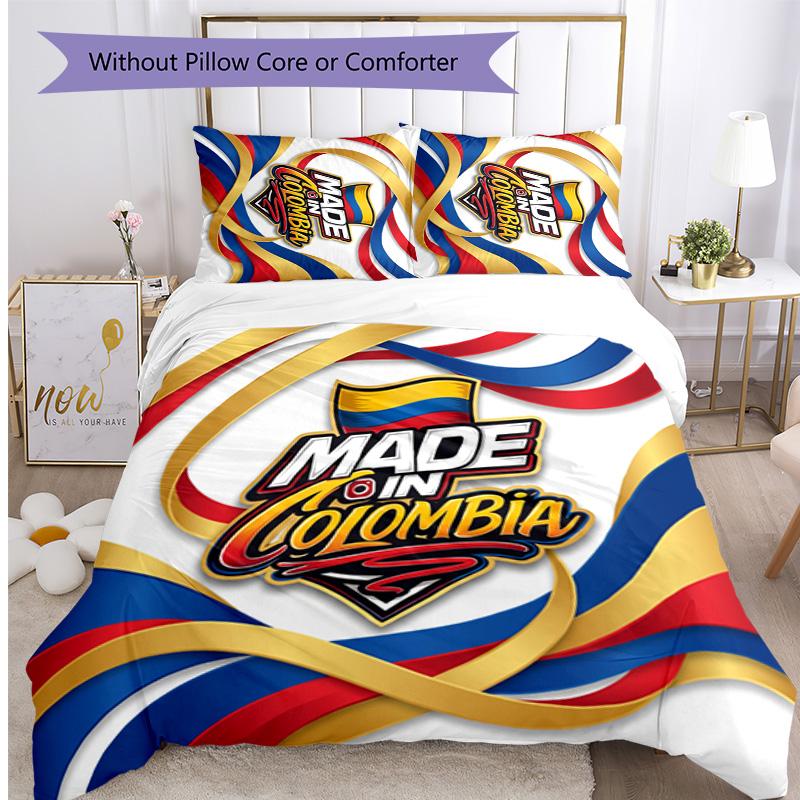 Colombia Football Printed Bedding 3 Piece Set Cozy Breathable Bed Cover Set As Housewarming Holiday Gift
