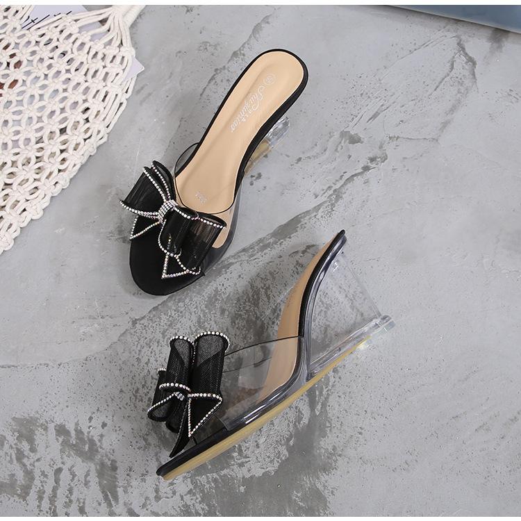 Sandale de damă cu toc înclinat, noi, sexy, transparente, cu toc înalt, papuci romani cu dublă uzură LFD-1098-83