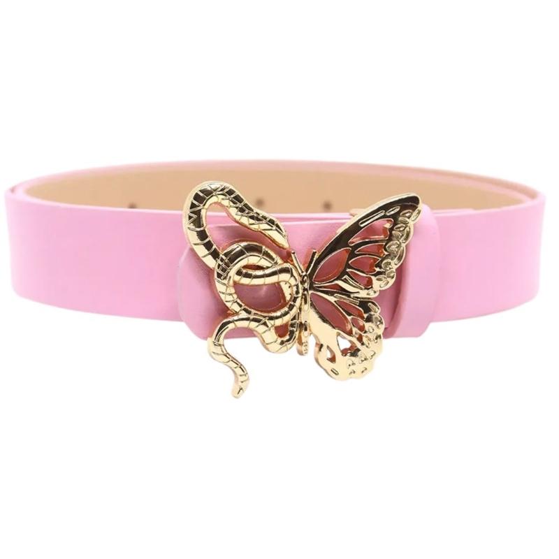 Lady Belt Elegant Skinny Waist Belt for Dress Skinny Belt Butterfly Buckle