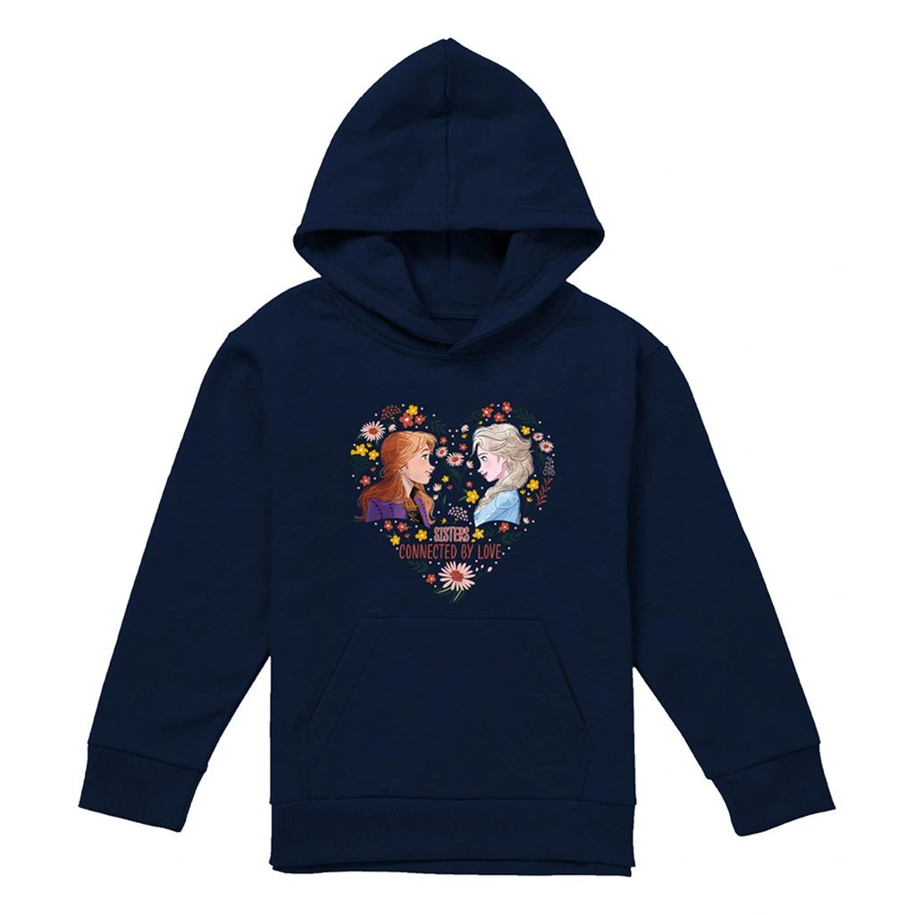 frozen Childrens/Kids Sisters Connected By Love Elsa & Anna Valentine`s Day Pullover Hoodie