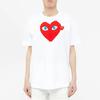 CDG Play T-Shirts Men's White Crew Neck Moderate Straight Fit p1-t086-1