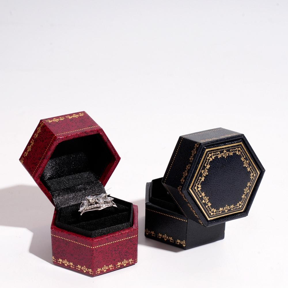 Jewelry Organizer Floral Hexagonal Jewelry Box Retro Pattern Mini Ring Box Compact Gift Packaging Case For Jewelry Storage Gift