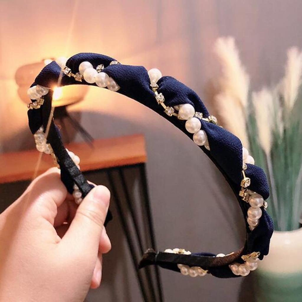 PROLY New Fashion Women Hairband Fresh Rhinestone Pearls Headband Classic Braided Headwear Adult Hair Accessories