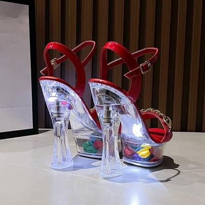 Women's Luminous 14cm Heel Metal Buckle High Heels Sandals 10365 Series 4cm Platform LFD