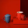 Wanqiantang Auspicious Ceramic Office Teacup with Vermilion Glaze