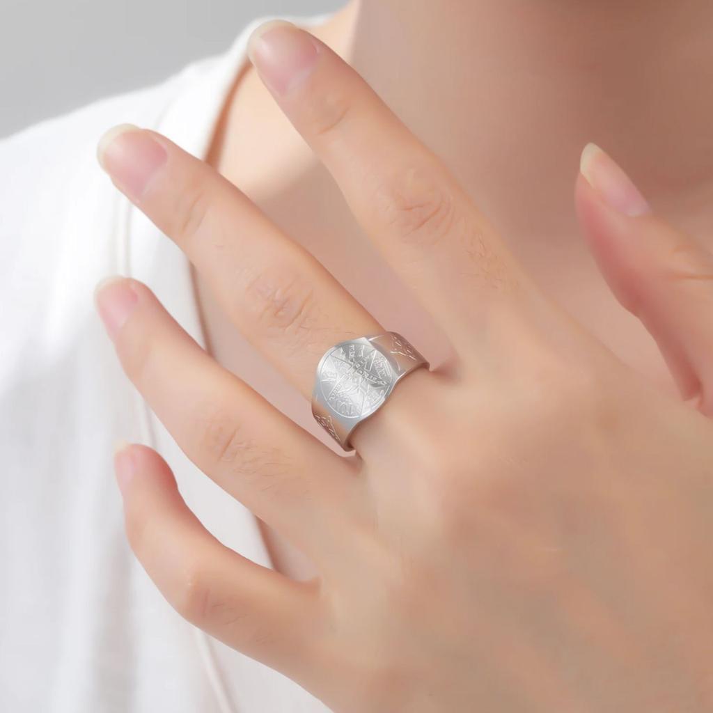 Likgreat Celtic Pentagram Ring For Women Men Pagan Wiccan Open Rings Stainless Steel Jewelry Spiritual Gift For Protection Spell