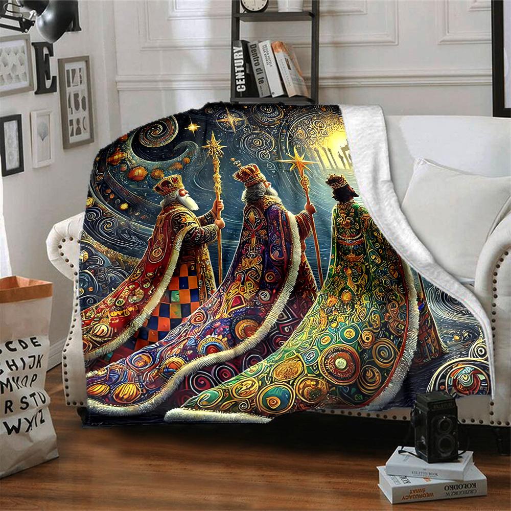 1pc Kingdom Celestial Print Blanket   Lightweight Flannel Throw Blanket For Sofa, Bed, Living Room, Office, Outdoor Travel, Camping