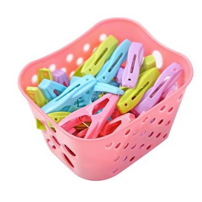 30Pcs Plastic Clothes Pegs Laundry Clothespin Clothes Pins Storage Organizer Quilt Towel Clips Spring With Basket Cabides Hanger
