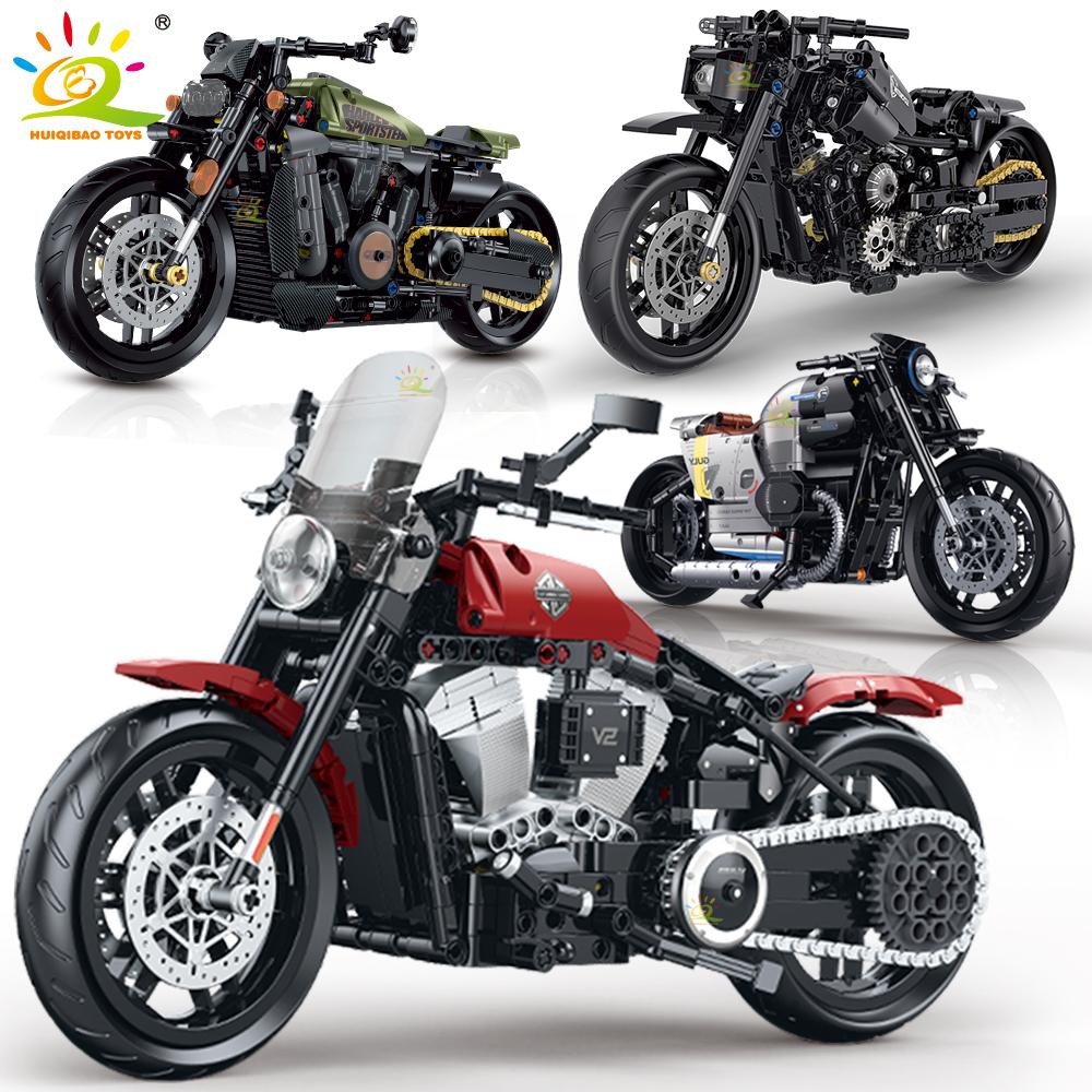 1:8 Blocuri de Construcție Motociclete Clasice Model High-tech Racer Moto Oraș Cărămizi Jucărie pentru Copil Băiat Copii Adult Set Mașină MOC