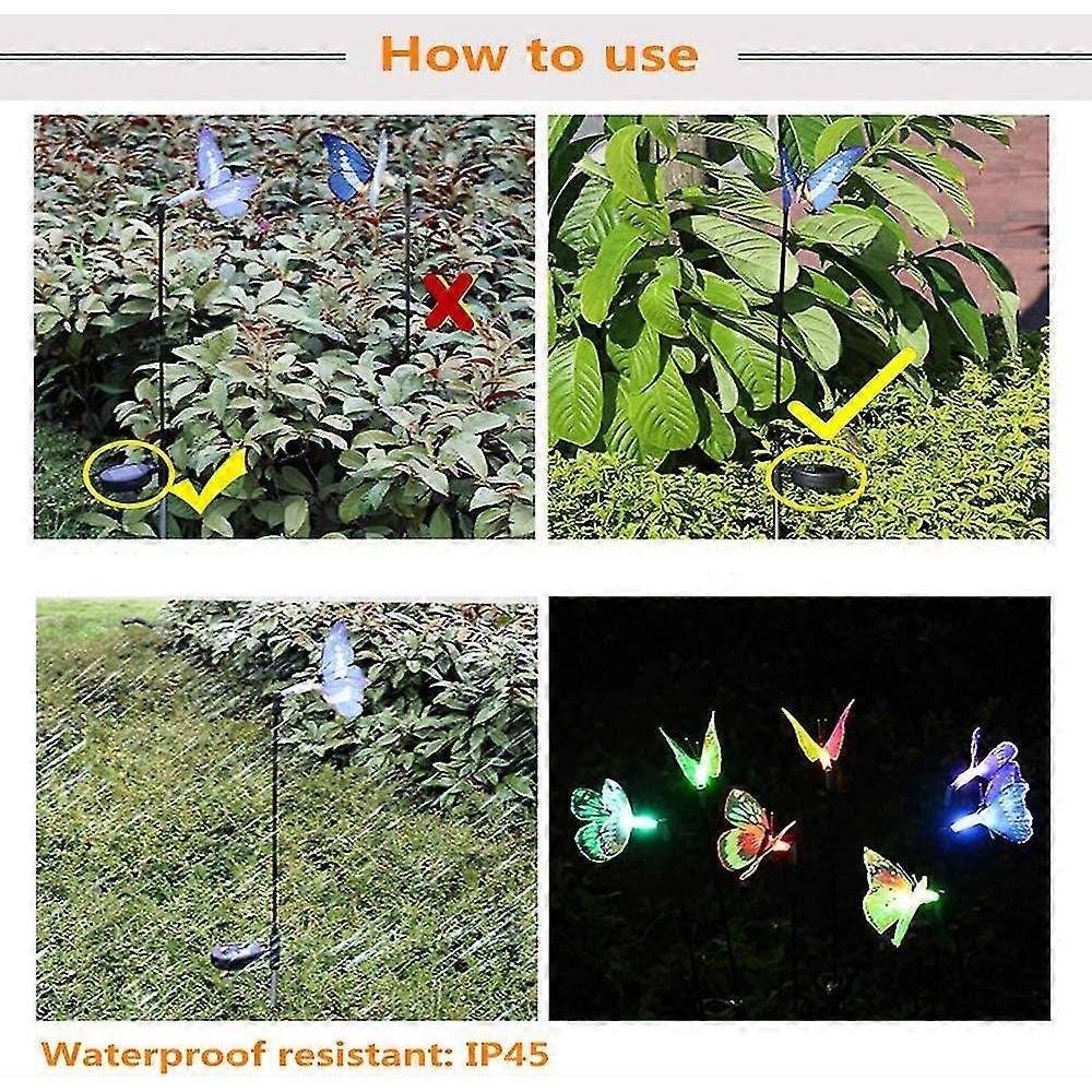 Garden Solar Lights Outdoor, Multi-color Changing Solar Powered Led Garden Lights, Waterproof Light Sensor Solar Butterfly Lights, Outdoor Decor, Yard