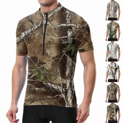 Men's Round Neck Print Zipper Breathable Quick Dry Short Sleeve Cycling