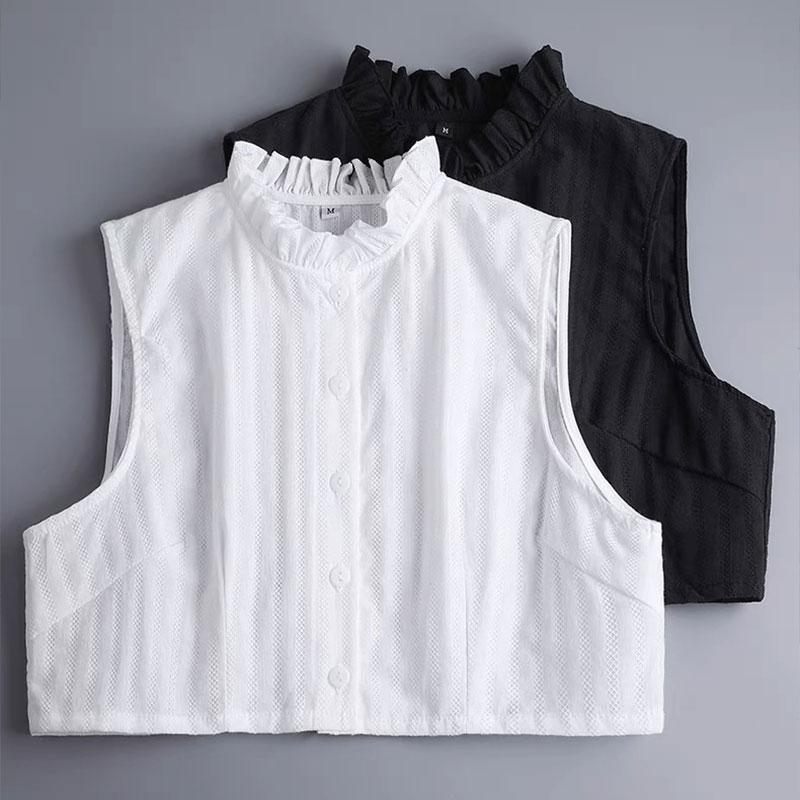Fakes Collar Shirts for Women Detachable Collar Dickey Collar Breathable Cotton Ruffled Collar for Women Girls