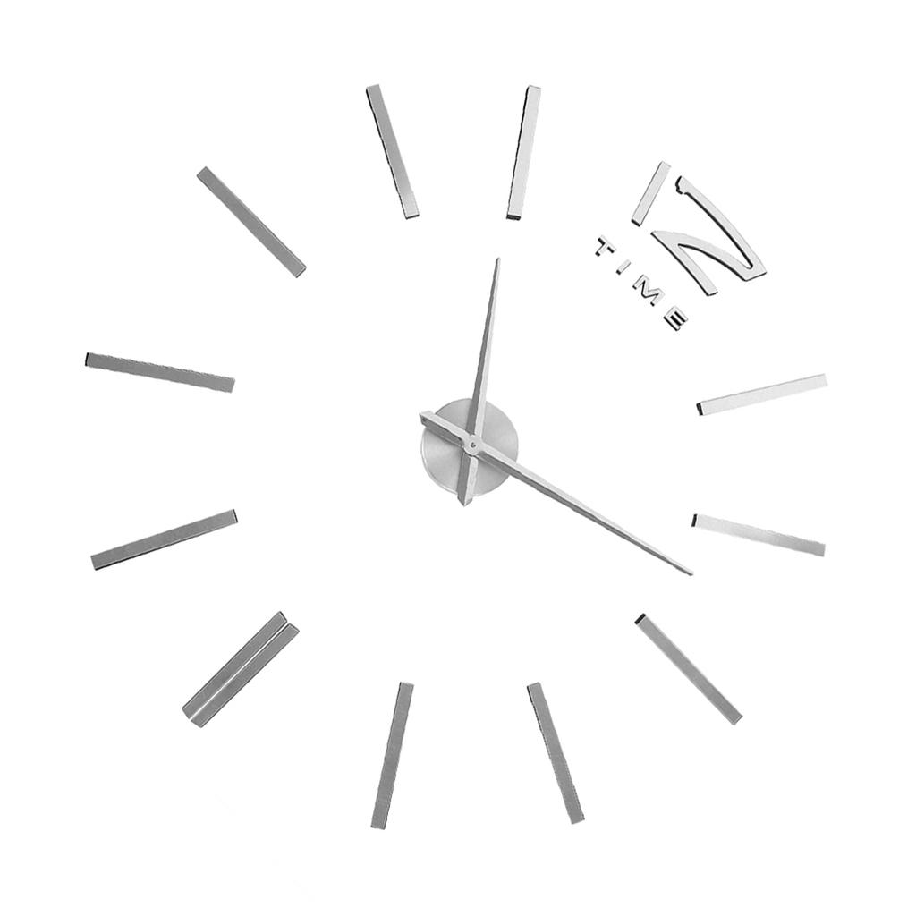 3D Mirror Luxury Modern Large Wall Clock Sticker Room Art Home Decor Silver