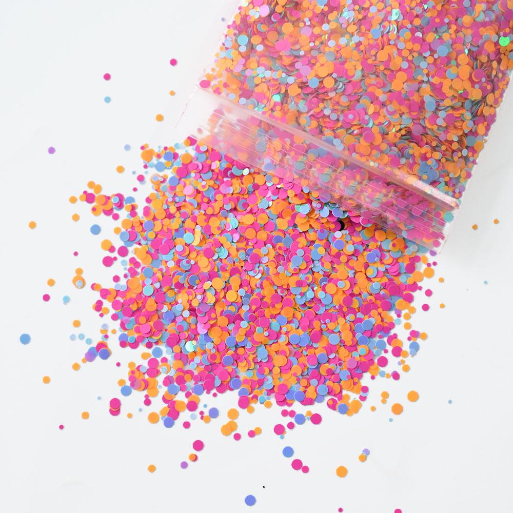 50g X 1bag Nail Round Flake Sparkly 12-Design Ultra-thin Chunky Dazzling Multi-Color Colorful Flakes DIY Nail Tip Art Decoration