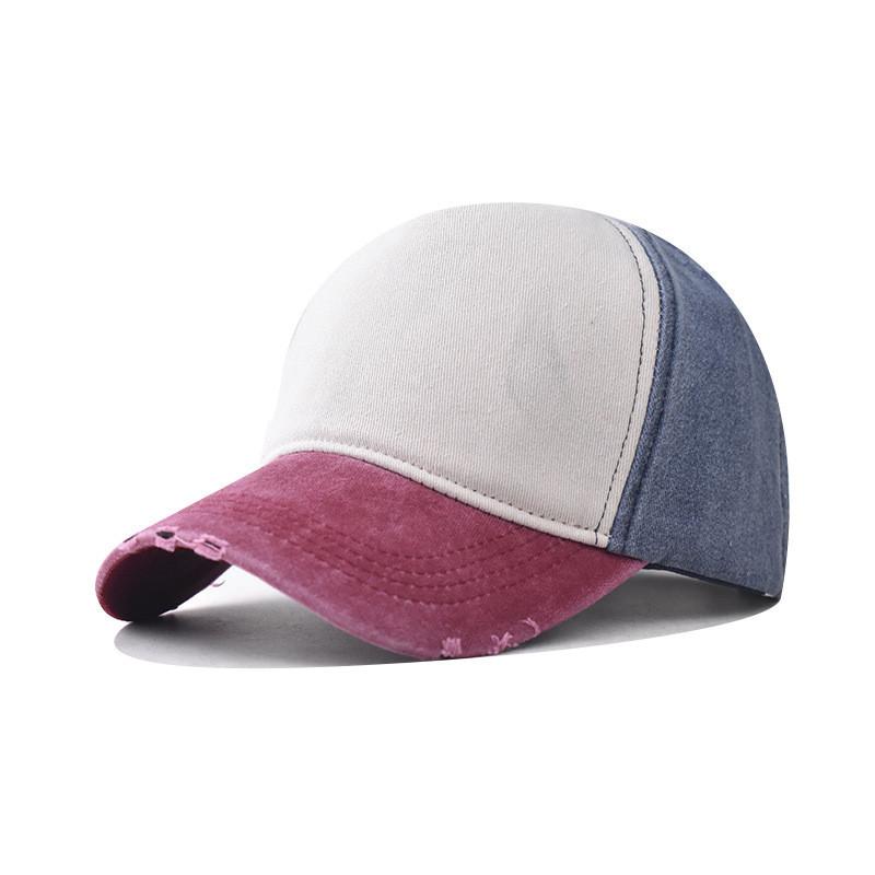 Block Color Cotton Wash Plain Baseball Cap Sun Protection Hat For Men And Women