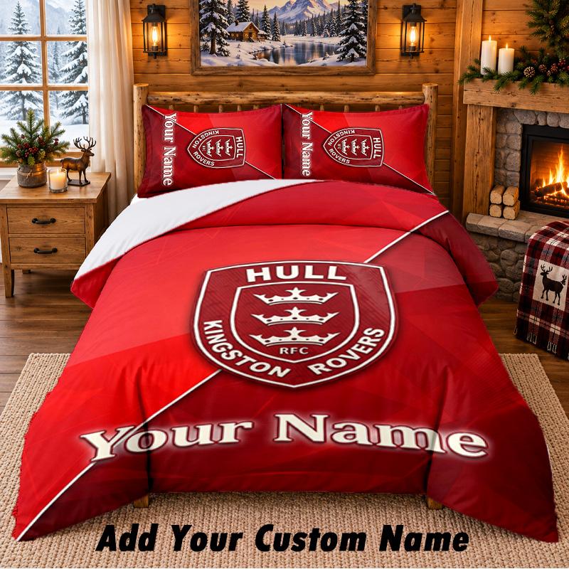 Hull KR Pattern Bedding 3Pcs Set Custom Name, Bed Sheet And Pillowcases For Home Bedroom