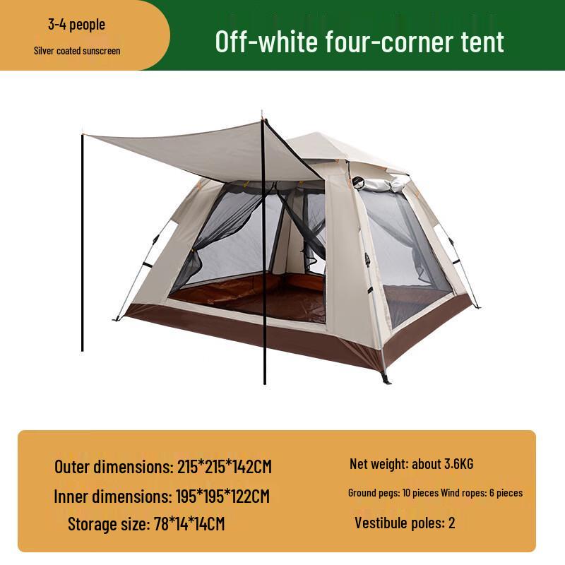 Portable Quick-Setup 3-4 Person Camping Tent 3-4 Person