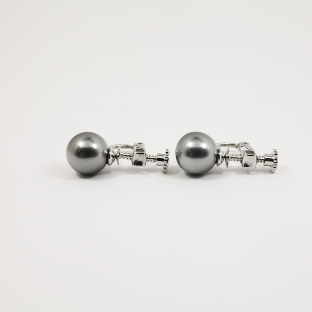 [Your and My Jewelry Box] Made In Japan  High-Quality Domestic Shell Pearl 9mm Formal Set, Gray-Black (Necklace and Earring Set) [Gift Wrapped]