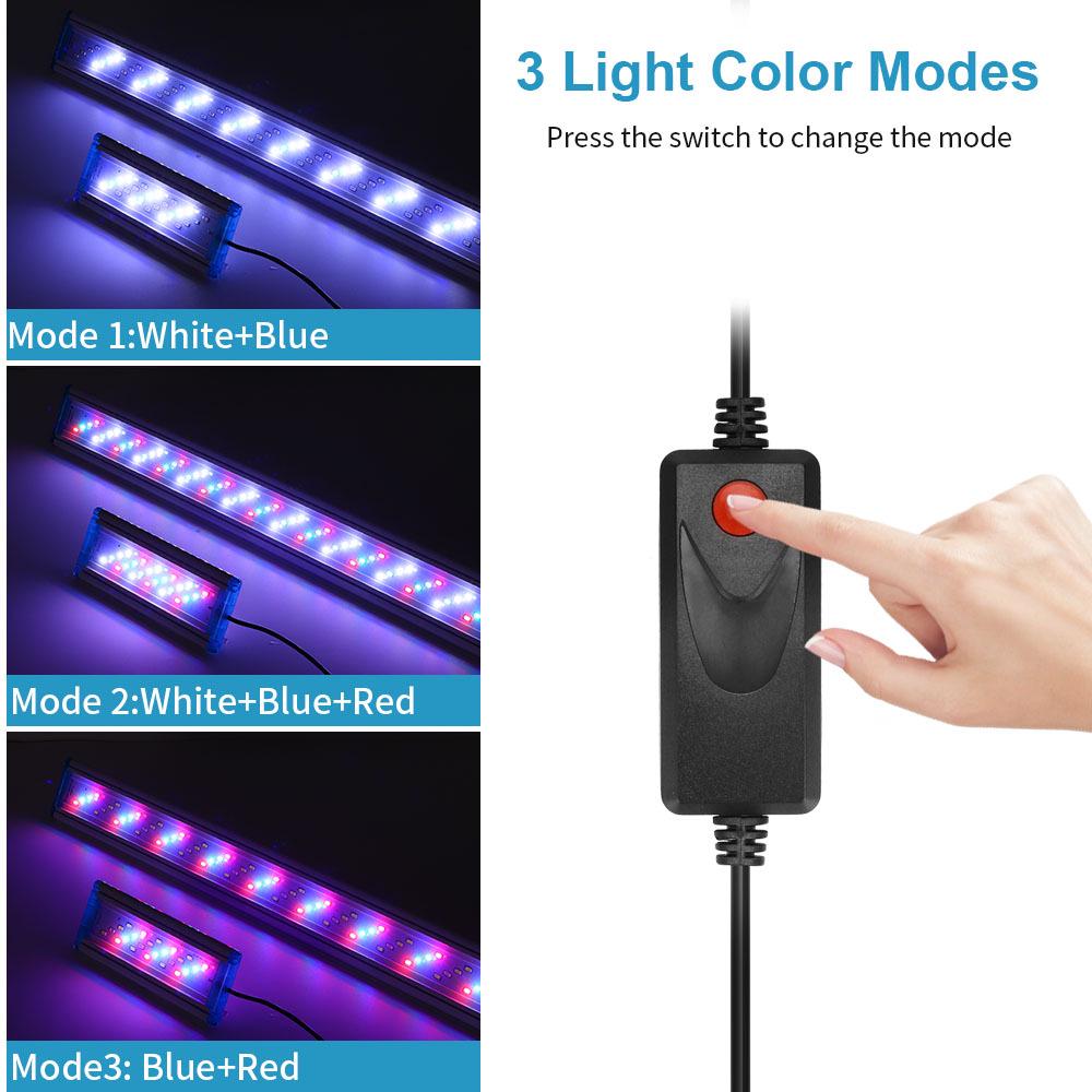 Ultra-Thin Aquarium LED Light with Blue-White Tricolor for Aquatic Plants and Fish Tanks