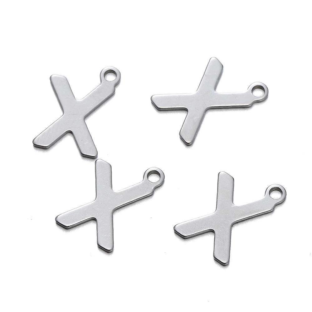 50 Stück Edelstahl 12mm Englische Buchstaben A-Z Anhänger für DIY Halsketten Schmuckherstellung Zubehör