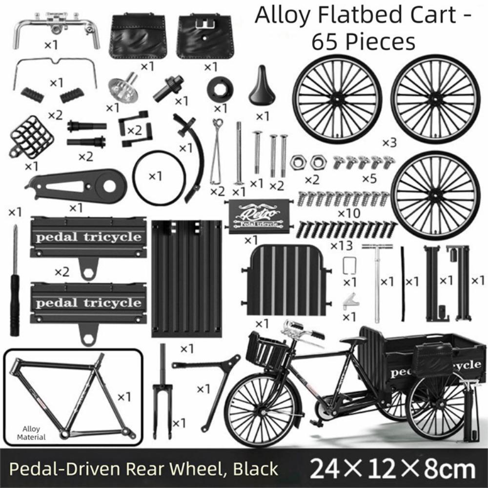 

Miniature Size Flatbed Vehicle Model Vintage Classic Simulation Simulation Pedal Tricycle 1:10 Three-Wheeled Design чёрный