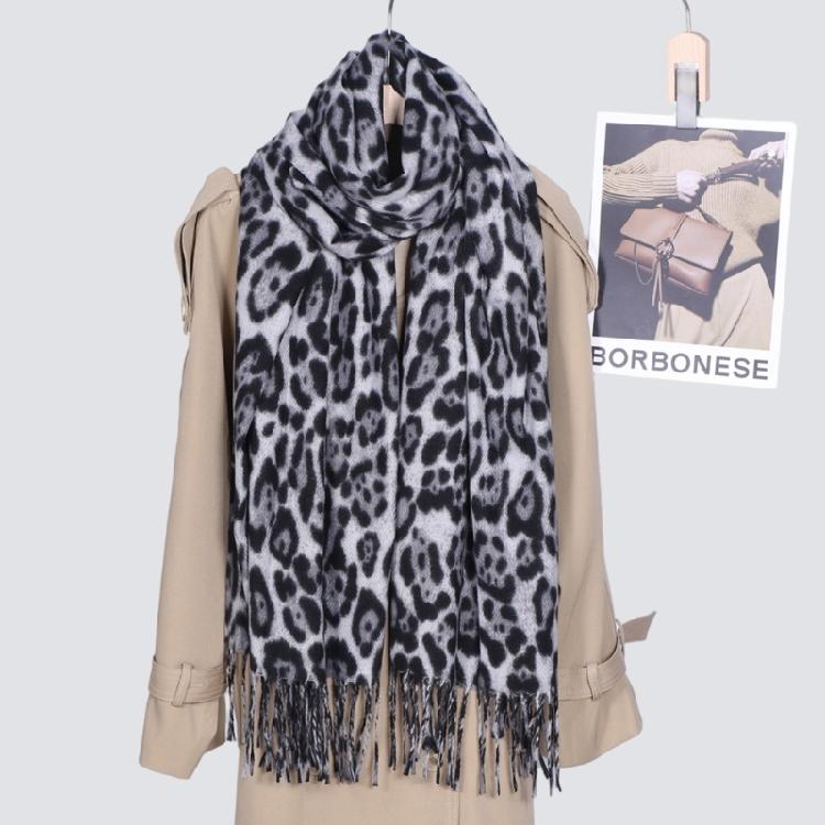Soft Leopard Print Thickened Scarf Winter Shawl Lightweight Polyester Neckerchief Shawl For Women And Girls