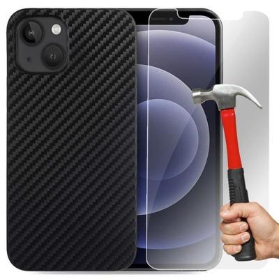 Case for iPhone 13 Pro Max - Silicone - Ultra Slim - Carbon Fiber - 2 Tempered Glasses - Screen Protector