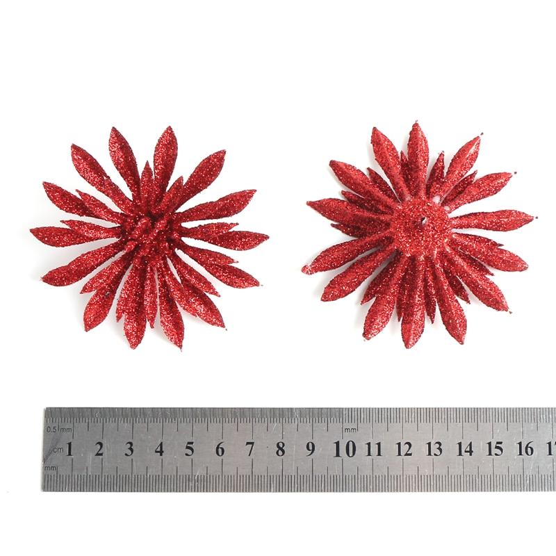 8CM 6Pcs Christmas Decoration Artificial Flower Christmas Tree Pendants for Home Decor 2025 New Year Navidad DIY Accessories