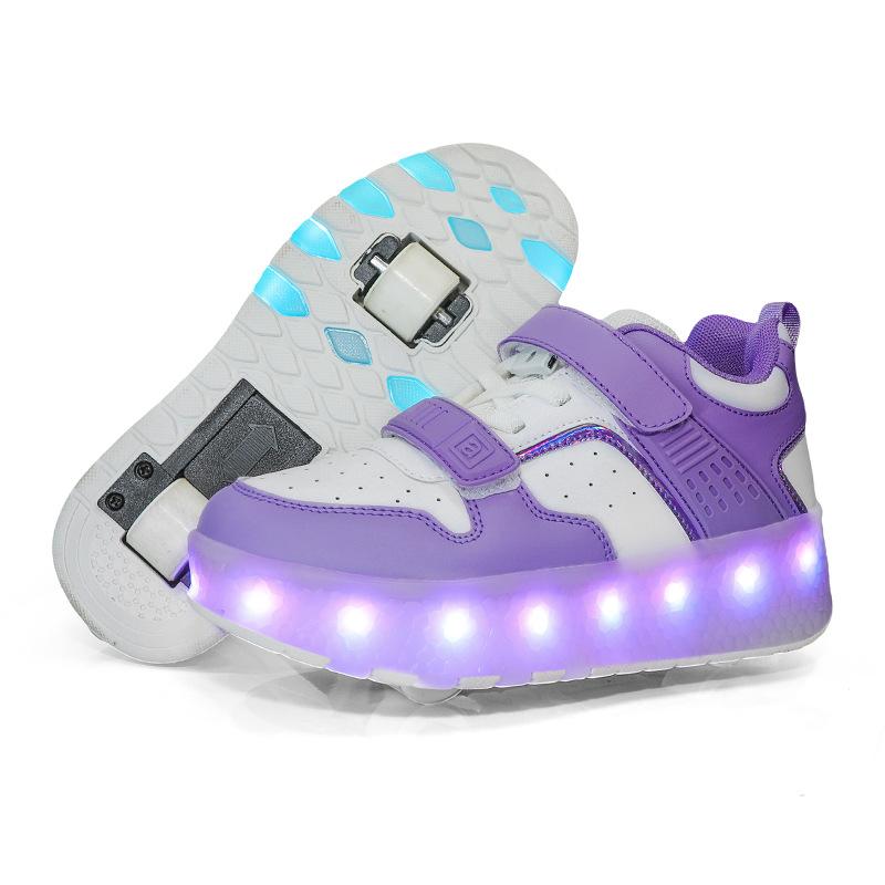 Factory Direct Sales, Explosive Shoes, Men's and Children's Double-wheel Charging Shoes, High Value 6-16 Years Old, Sliding Shoes with Wheels