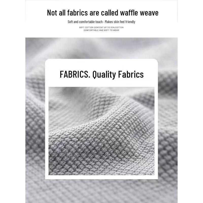 Women's Two-Piece Grey Plaid & Solid Waffle Hoodie Set - Korean Casual Style for Spring & Autumn