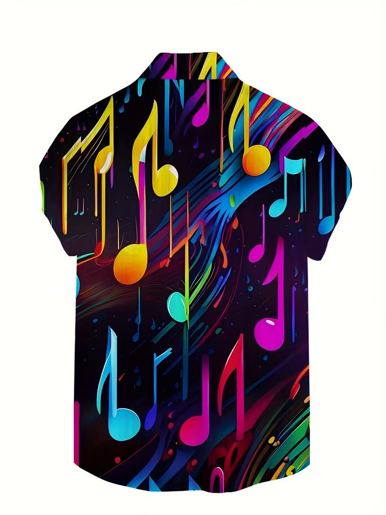 [Colorful Notes Shirt] Colorful Notes Men's Shirt- Fully Printed Button-up Formal and Casual Dual-use Shirt, Machine Washable and Non-transparent