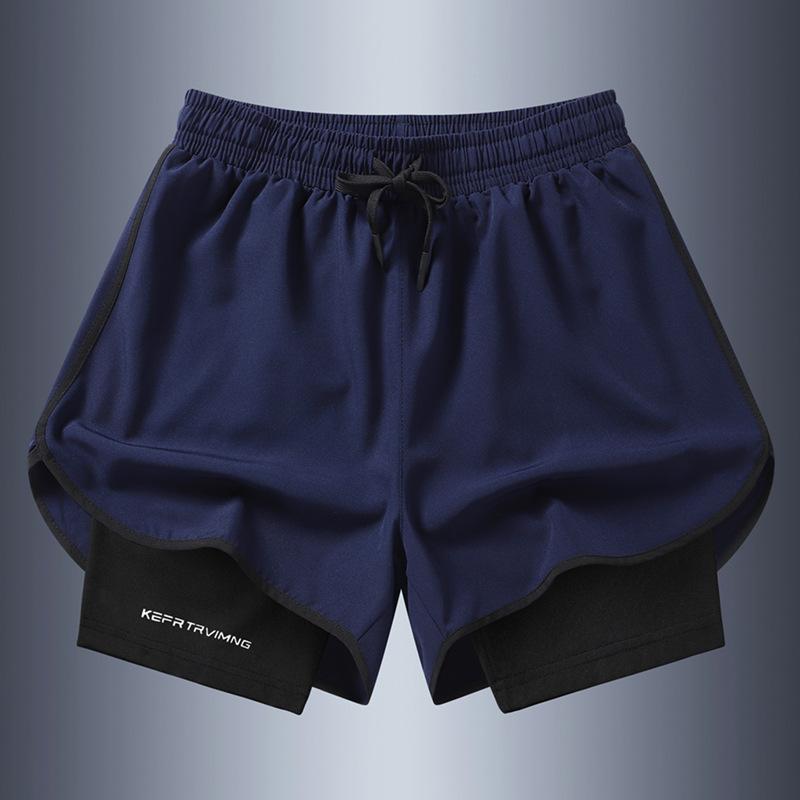 Pantaloncini Corti da Uomo Estivi Antiriflesso Doppio Strato Sportivi Tempo Libero per Coppie Corsa Fitness Pantaloncini Tre Quarti