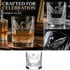 Crystal Whiskey Glass with Engraved Swan and Wave Design 2026 Anniversary Edition Heavy Base Old Fashioned Glass Suitable for Spirits and Cocktails
