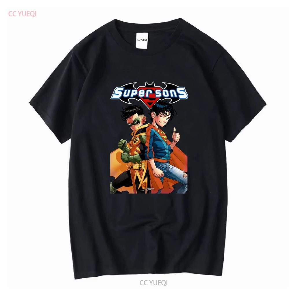 Super Sons T-Shirt Superboy Robin Damian Wayne Jon Kent Jimenez Kunst vintage Gewaschen Weich Streetwear Oberteil für den Alltag